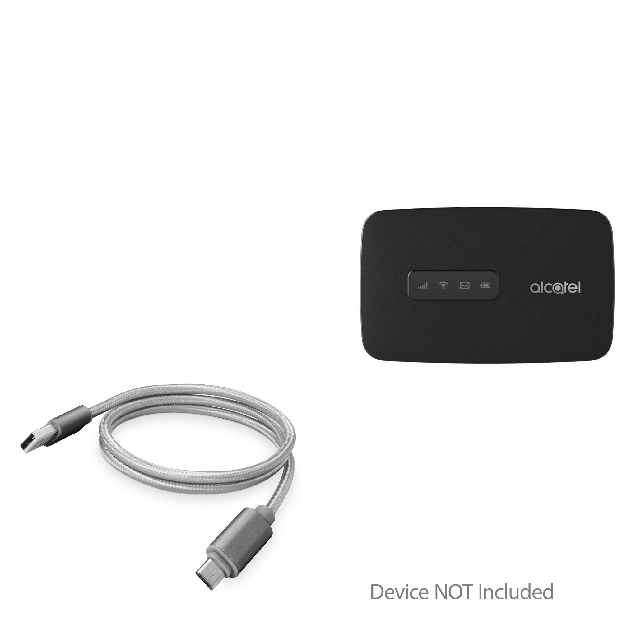 BoxWaveCable Compatible with Alcatel LINKZONE Mobile Hotspot - Micro USB DuraCable, Braided Micro USB Charging Cable - Space Grey