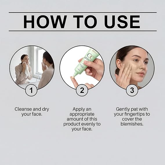 CC Red Correct Cream with Centella Asiatica & SPF 30 | Anti-Redness Green Color Correcting Foundation & Lightweight Tinted Moisturiser | Light Coverage, Hydrated Skin, Suitable for All Skin Types