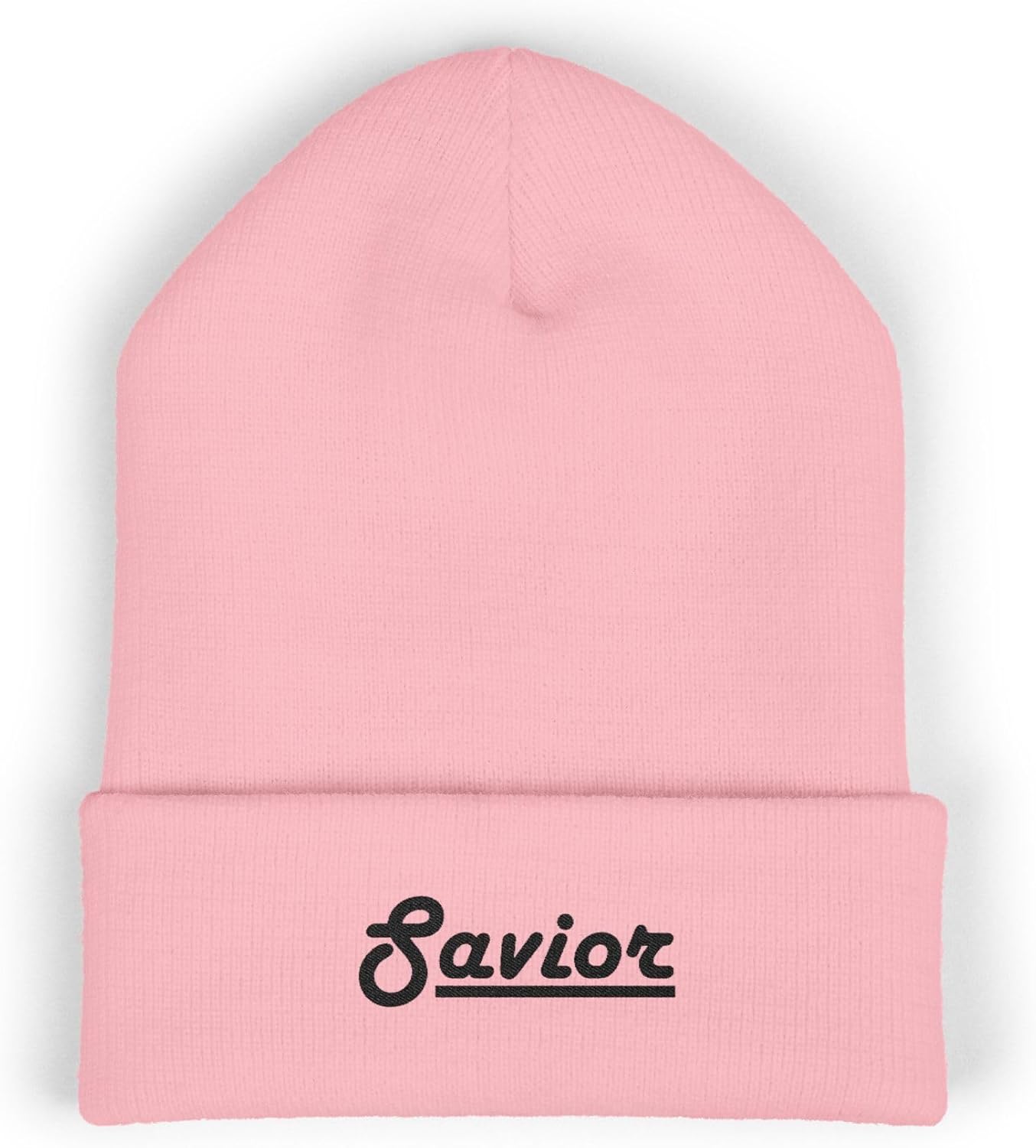 Classic Cuffed Beanie Hat - 'Savior' Embroidery Message