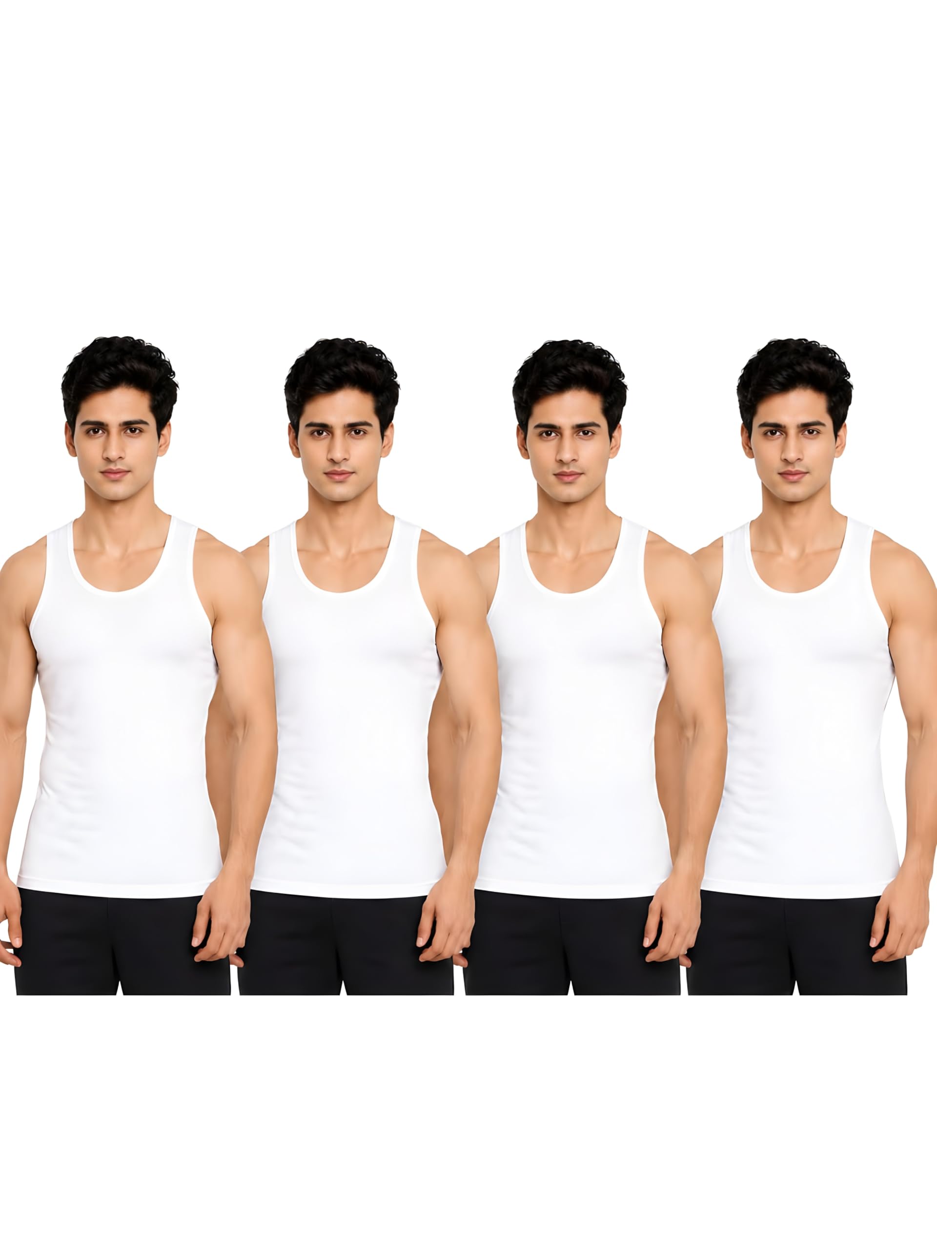 Premium Men’s White Cotton Vest Pack of 4 | Stretchable Comfortable Innerwear-image-16