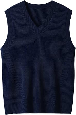 ZHILI Mens Merino Wool Blend V-Neck Sleeveless Pullover Sweater Vest