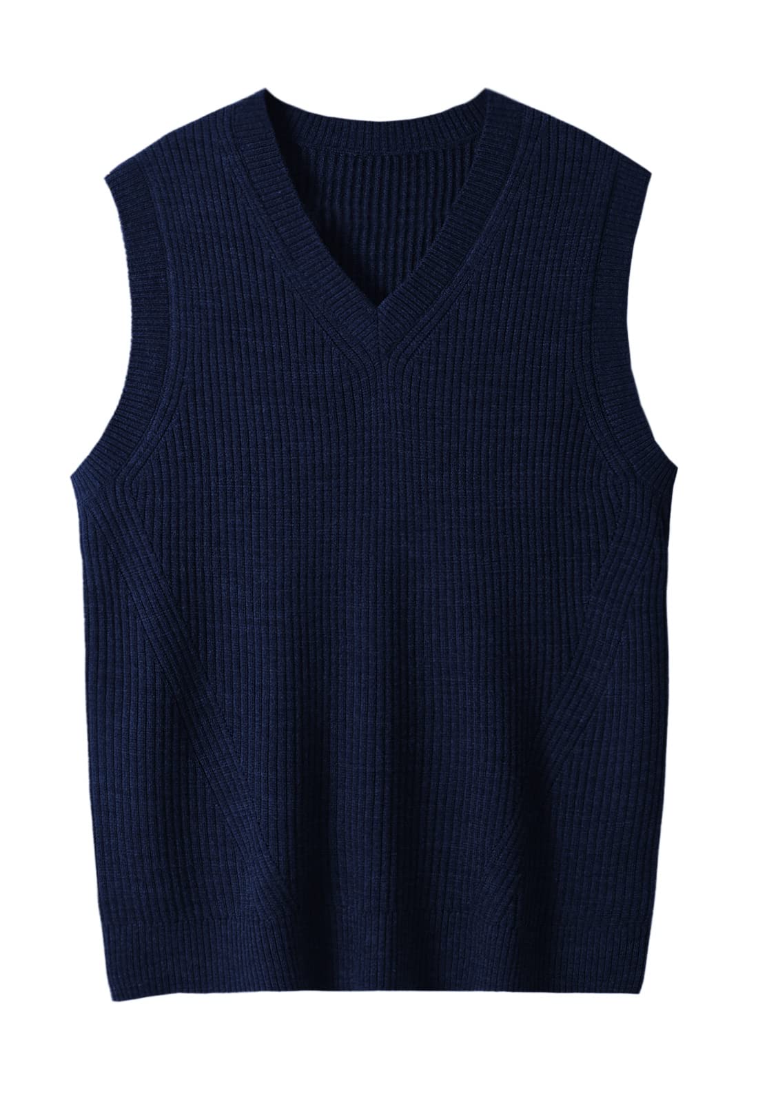 zhilifs Mens V-Neck Knitted Sweater Sleeveless Pullover Knitwear Vest Solid Plain Loose Fit All Match Sweater Tops