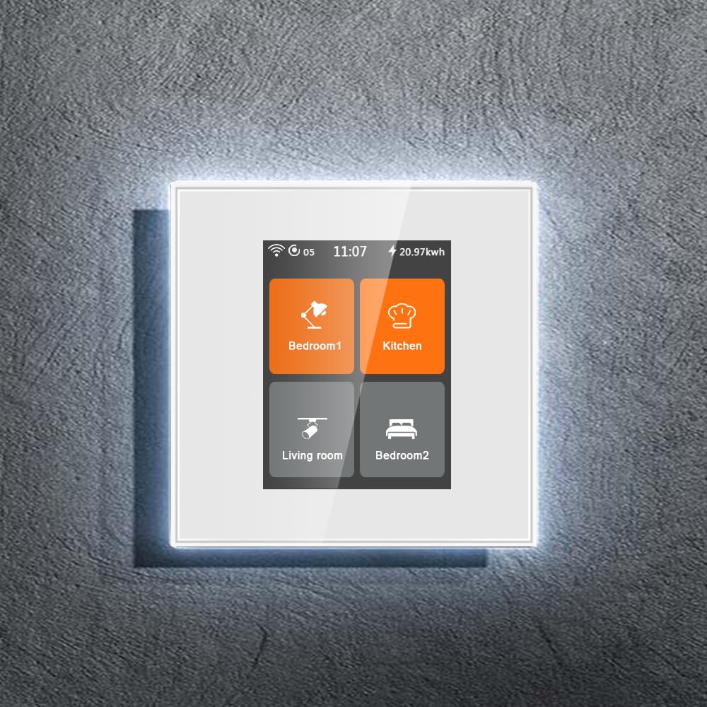 LANBON LANBON L8-HS4 LCD 4 Gang Smart Light Switch works with Homekit/Tuya Smart Life/Smart Living APP & Alexa/Google Home Echo, Touch WiFi Light Switch,Easy Install,Neutral Wire Required,No Hub Need,Not Dim