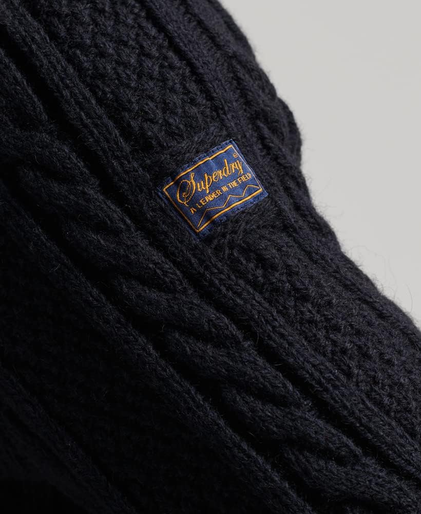 Superdry Mens Jacob Henley Jumper, Relaxed Fit, Wool Blend Eclipse Navy Size XL