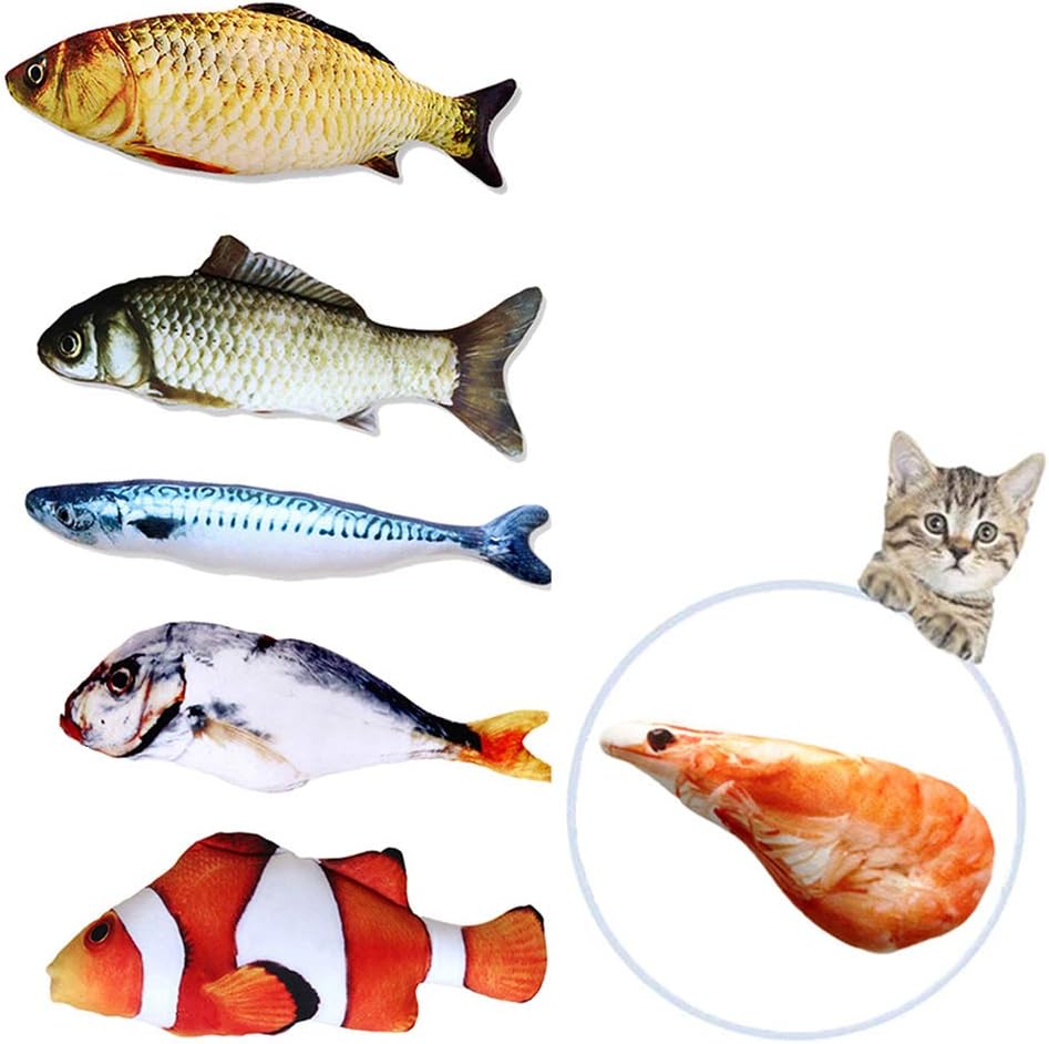 mulei Fish Cat Toy Catnip Kicker Chew Bite Treat Pillow Set Flopping Fish Shape Doll Pet Natural Non-Toxic for Cats Kittens