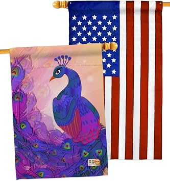 Beautiful Peafowl House Flag Pack Animals Bird Flamingo Hummingbird Cardinal Peacock Springtime Natural Wildlife Applique Banner Small Garden Yard Gift Double-Sided, Made in USA