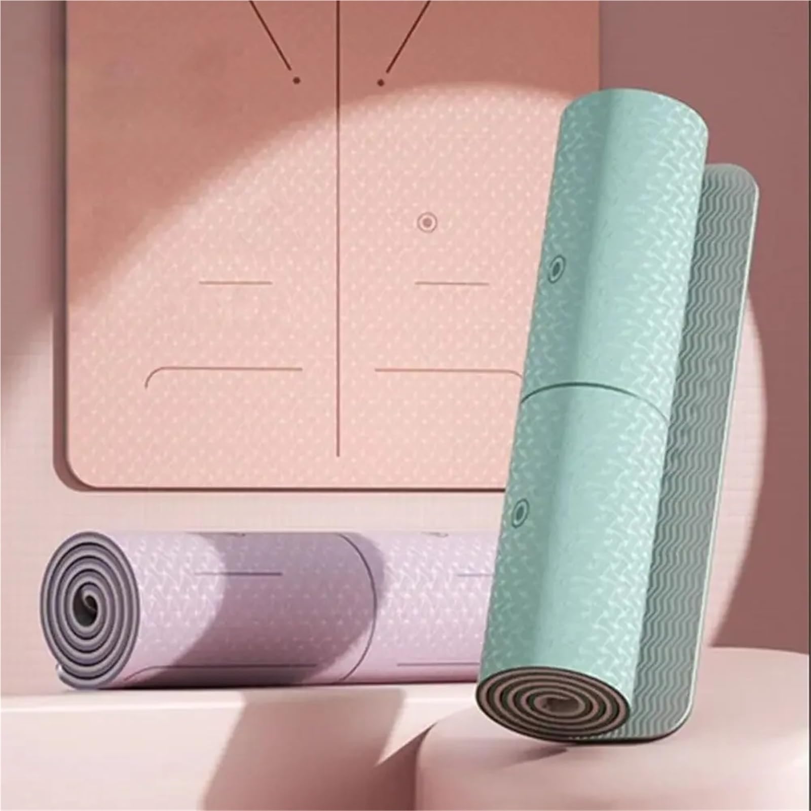 Tappetino da yoga antiscivolo, spessore 8 mm, per pilates, resistenza agli urti, double face, per esercizi di fitness