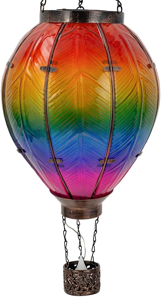 Sunnysolar Solar Hot Air Balloon Lantern with Flame, Large Hanging Solar Lantern Waterproof, Hot Air Balloon Decorations for Garden Yard