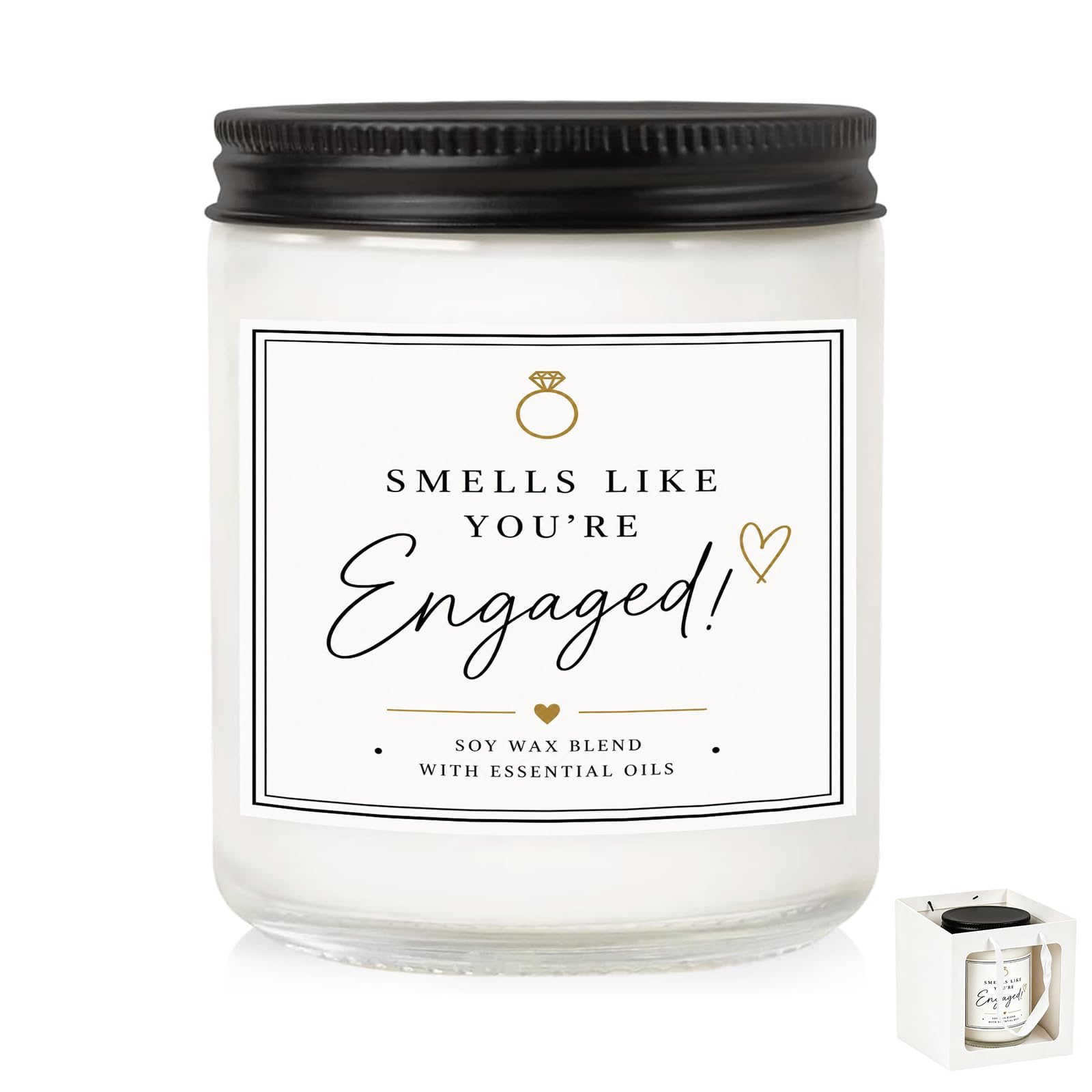 Engagement Gifts for Couples, Scented Engagement Candle with Gift Bag