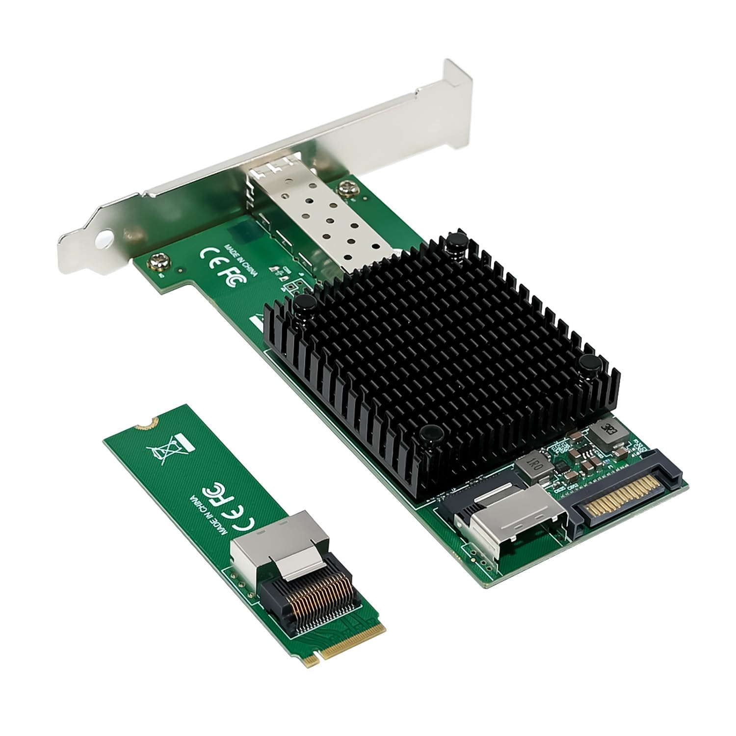 Scheda Netwrok M.2 NVMe (M Key SFP+ PCIe X4 con controller Intel 82599(X520-DA1), adattatore industriale da 10 GB RJ45 Ethernet NIC con cavo SFF-8087, supporto PXE&UEFI