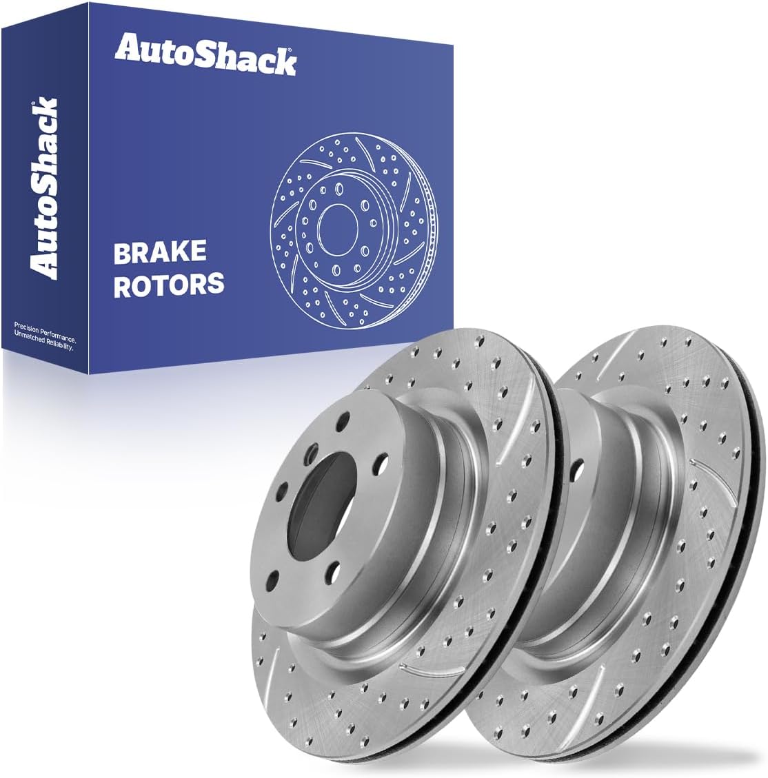 AutoShack Rear Vented Drilled & Slotted Silver Zinc Coated Brake Rotors 2-PC Set Replacement for 2007-2015 BMW 328i 2006-2011 BMW 323i SilverShield Pro 11.81" (299.9 mm)
