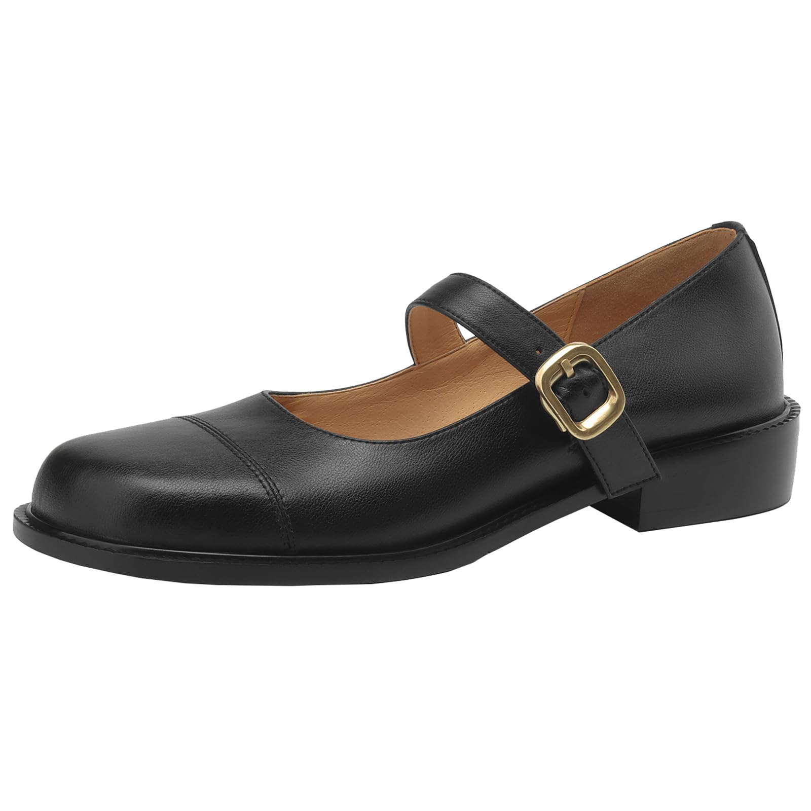 Damen Rindsleder Mary Janes/Uniformschuhe mit Runder Spitze