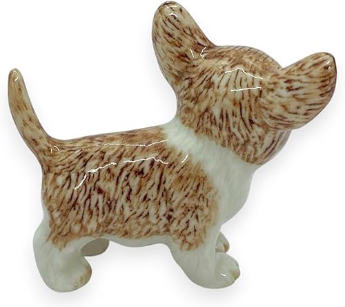 Miniatura 5 de WitnyStore Pequeña figura de perro chihuahua de 1 pulgadas de alto - Figuras de cerámica pintadas a mano en miniatura de animales domésticos caninos