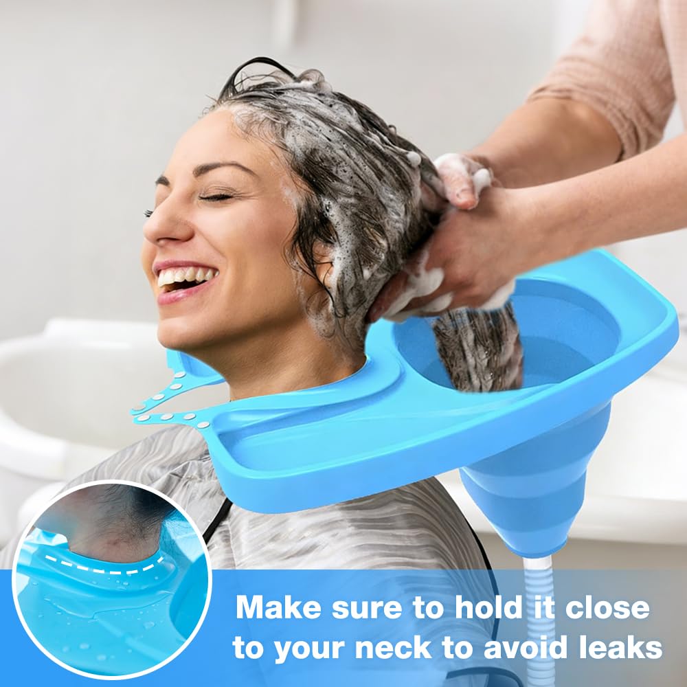 Haarwaschhilfen für Behinderte, faltbares Haarwaschbecken, tragbares Haarwaschbecken, Shampoo-Becken für bettlägerige Menschen, ältere schwangere Senioren im Bett und zu Hause, 7 Stück (blau)