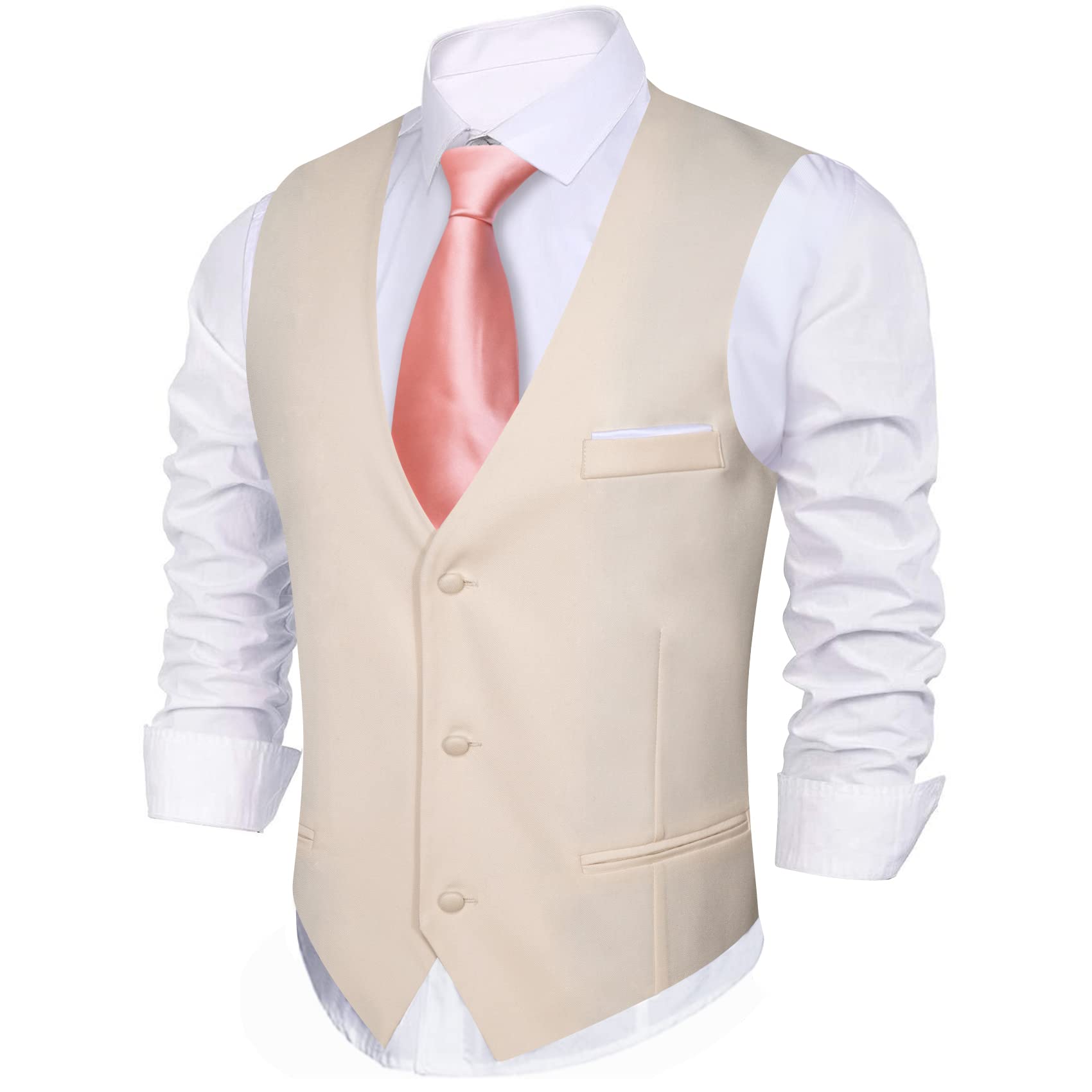 Barry.Wang Men Waistcoats/Pre Tied Bowtie Business Pure Color Shiny Classic Wedding Party Prom Fashion for Men Vest