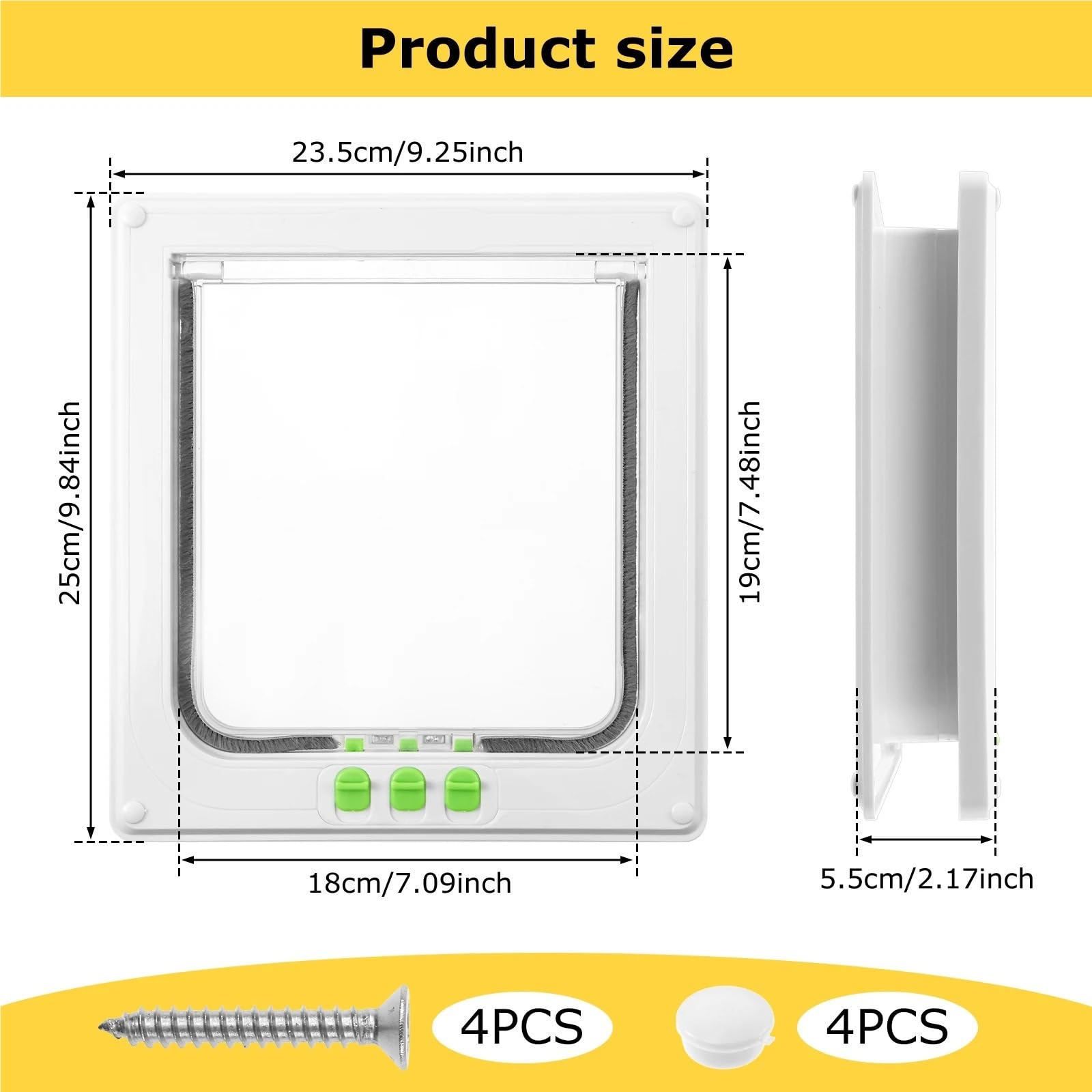 Chatiere pour Chat Porte intérieure résistante aux intempéries for Animaux de Compagnie, avec Serrure à 4 Voies, Facile Installer, for Armoire, Garage, buanderie, Placard pour Porte(White)