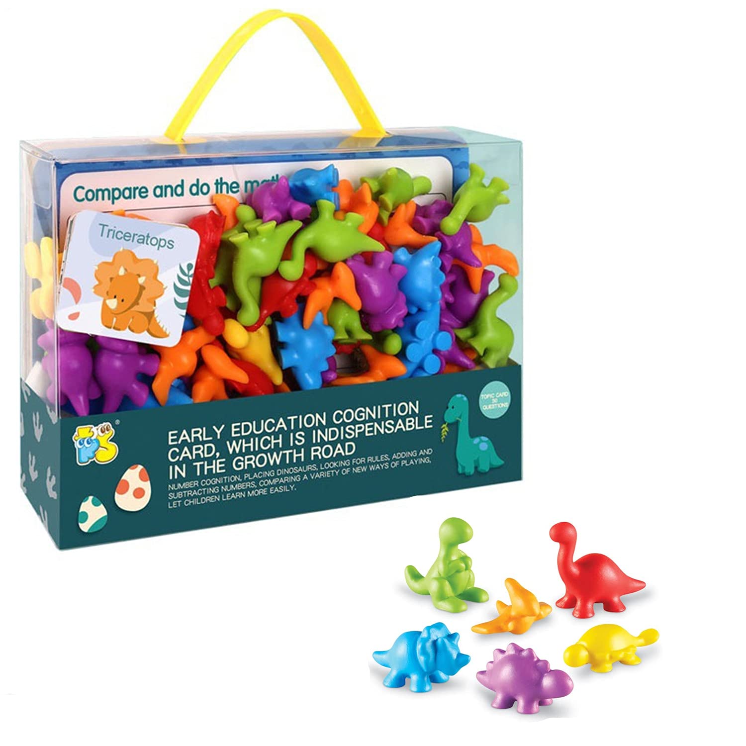 Oas Counting Dinosaurs Matching, Color Classification and Sensory Training Educational Learning Toys Set Gift for Toddlers Preschool Ages 3 Years and up, Set of 72 (Animals)