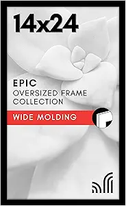 Americanflat 14x24 Poster Frame with Polished Plexiglass - Black Picture Frame - Wide Photo Frames Made of Engineered Wood for Vertical or Horizontal Wall Display - Epic Collection - Black