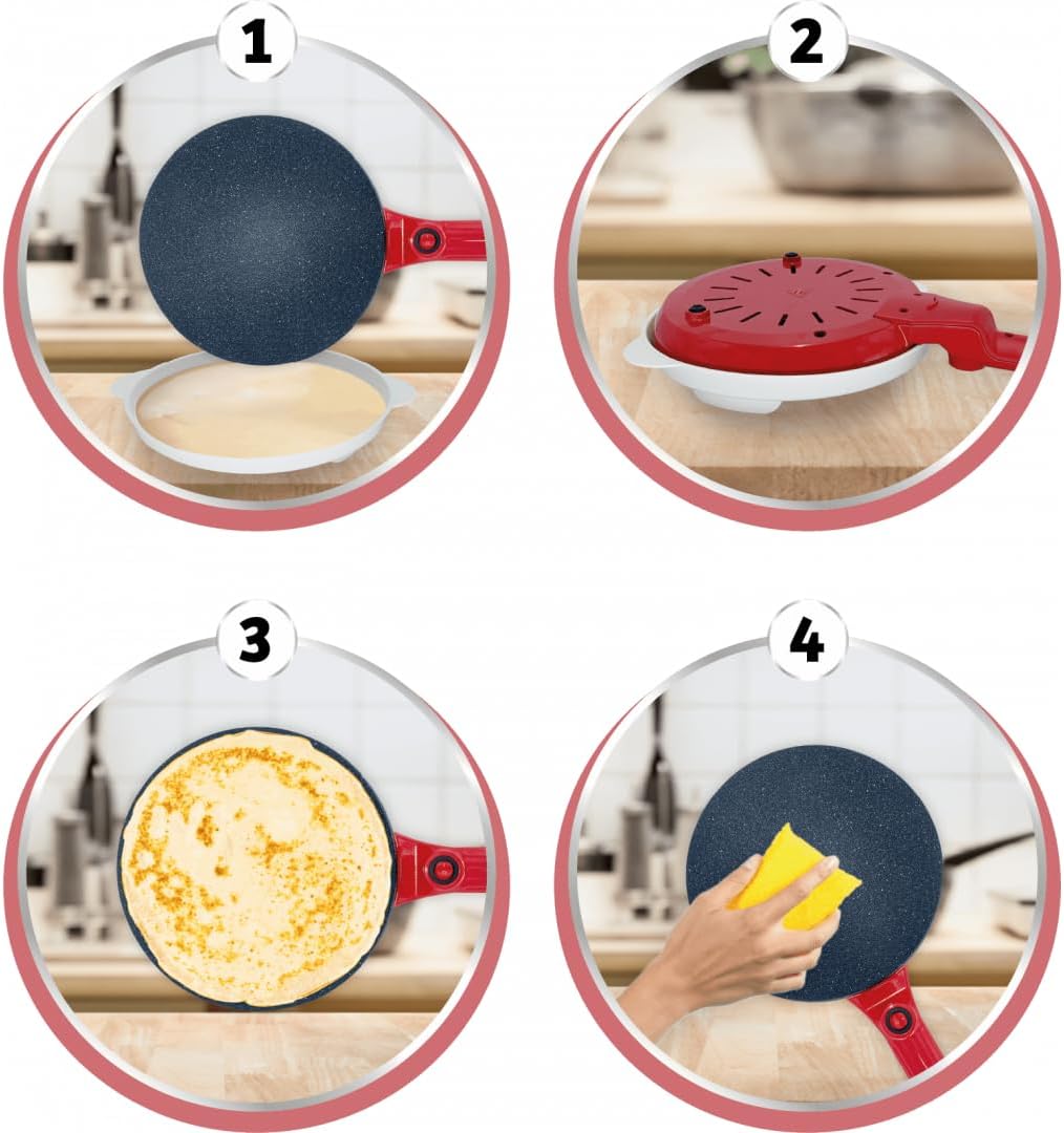 Crêpière électrique 800W Venteo - Antiadhérente, rapide, facile à utiliser, idéale pour crêpes et pancakes