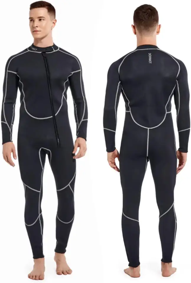 neoprene mergulho 1.5mm 3 mm Roupa de mergulho de uma peça Mangas compridas masculinas e femininas Zíper frontal Caiaque de mergulho com surf quente e frio