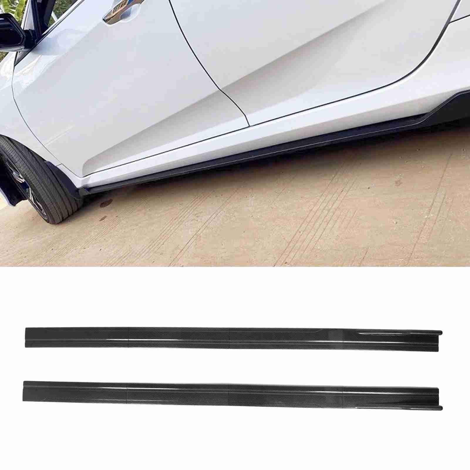 8 faldas laterales de coche de 86.5 in, divisores ABS con patrón de fibra de carbono, reemplazo universal para, panel basculante negro brillante con tornillos, mejora la