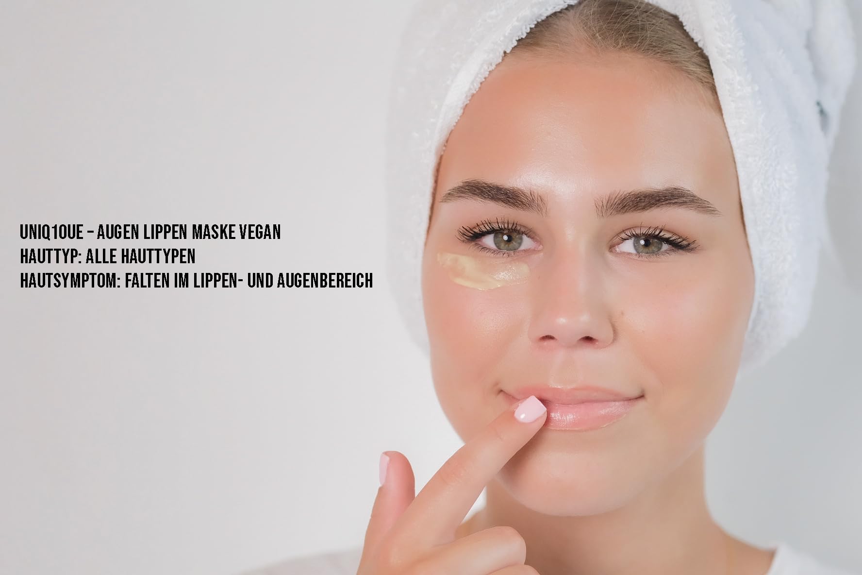 Augen Lippen Maske Vegan 100ml - mit Vitamin C, Hyaluronsäure, Q10 – Spendet langanhaltend Feuchtigkeit - Aufpolsterung, Glättung