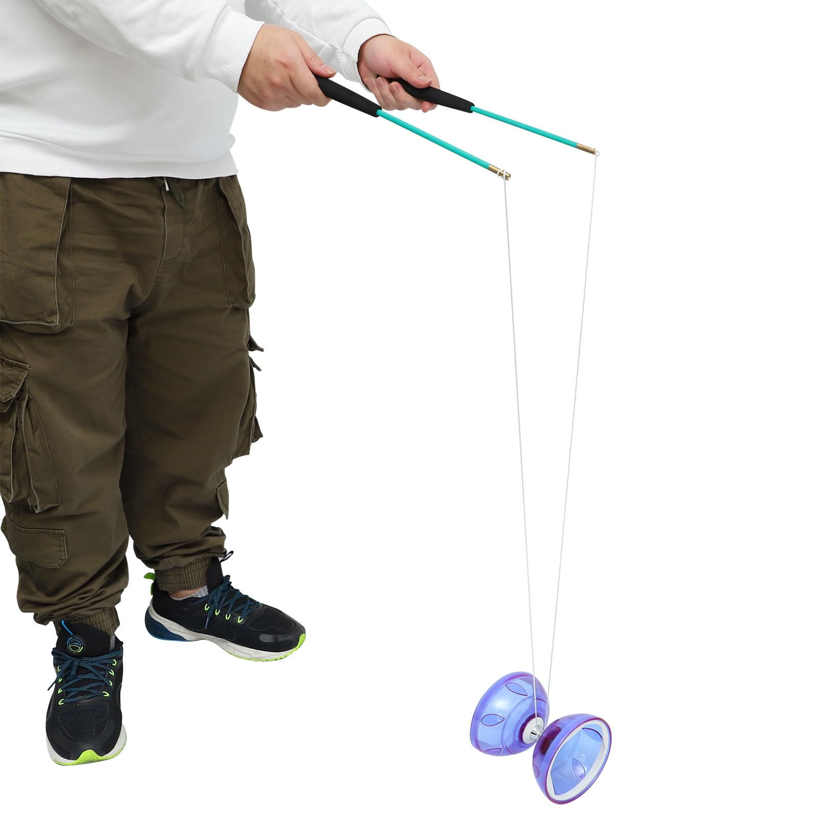 NUOBESTY Diabolo Triple Rodamiento Niños Diabolo con Palos de Aluminio Y Cuerda Chino Yo- Yo Malabares Juguete Giratorio para Fitness Diábolo con rodamientos de Bolas