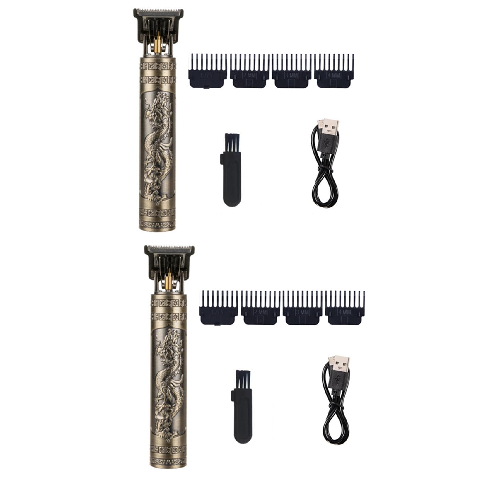 2X Rasoio per Taglio di Capelli per Uomo Ricarica Rasoio per Adulti Elettrico Vintage Clipper Rasoio per Casa Ricarica USB Barbiere A