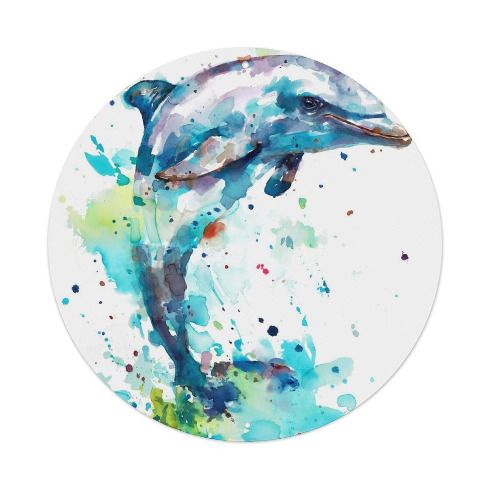 Marine Life Poster Dolphin Watercolor Art Metal Tin Sign