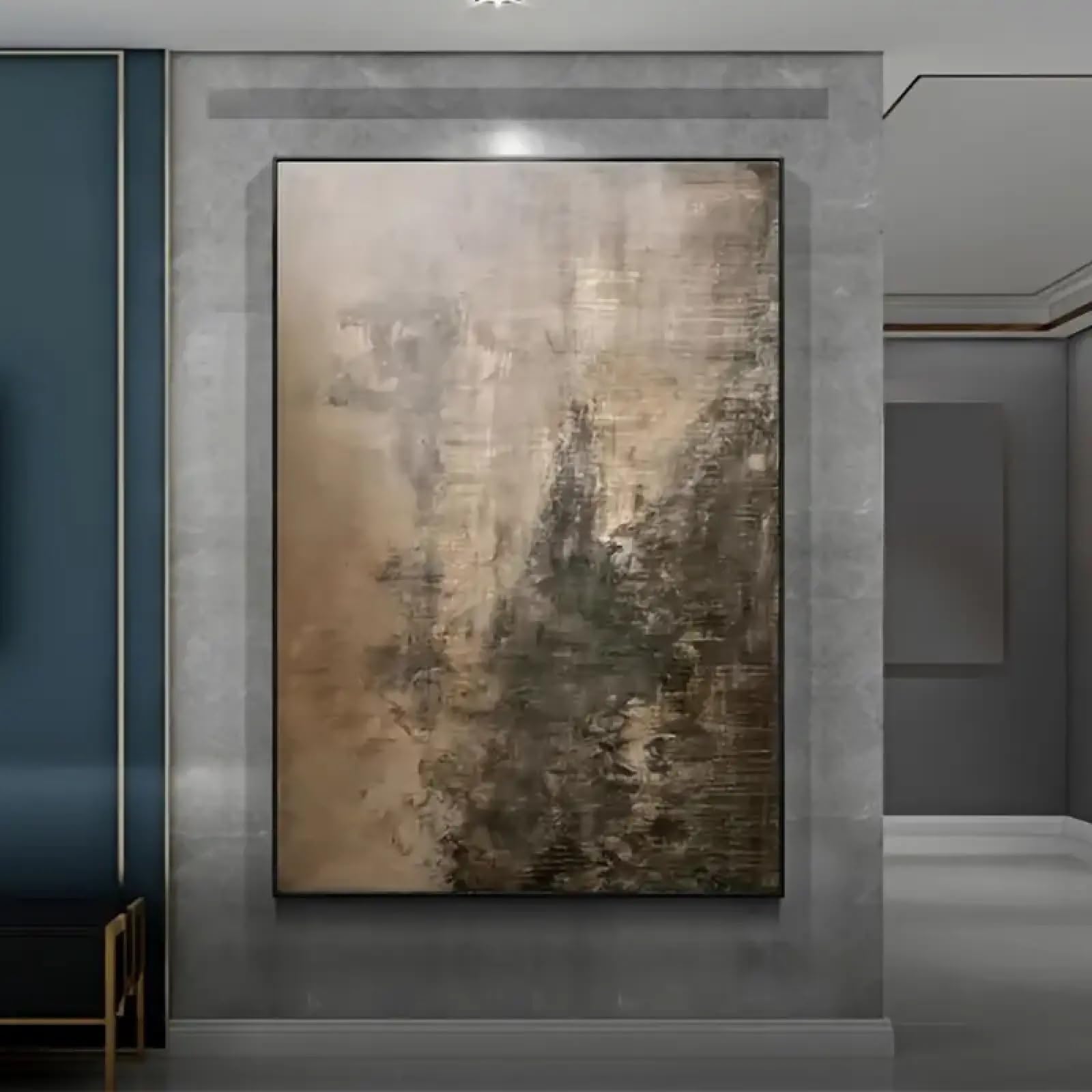 Uudezo With-Black-Frame Modern Wabi-Sabi Oil Painting Durable Artwork Textured Decorative Artwork For Living Room, Bedroom, Office 100X163cm/(39X64inch)
