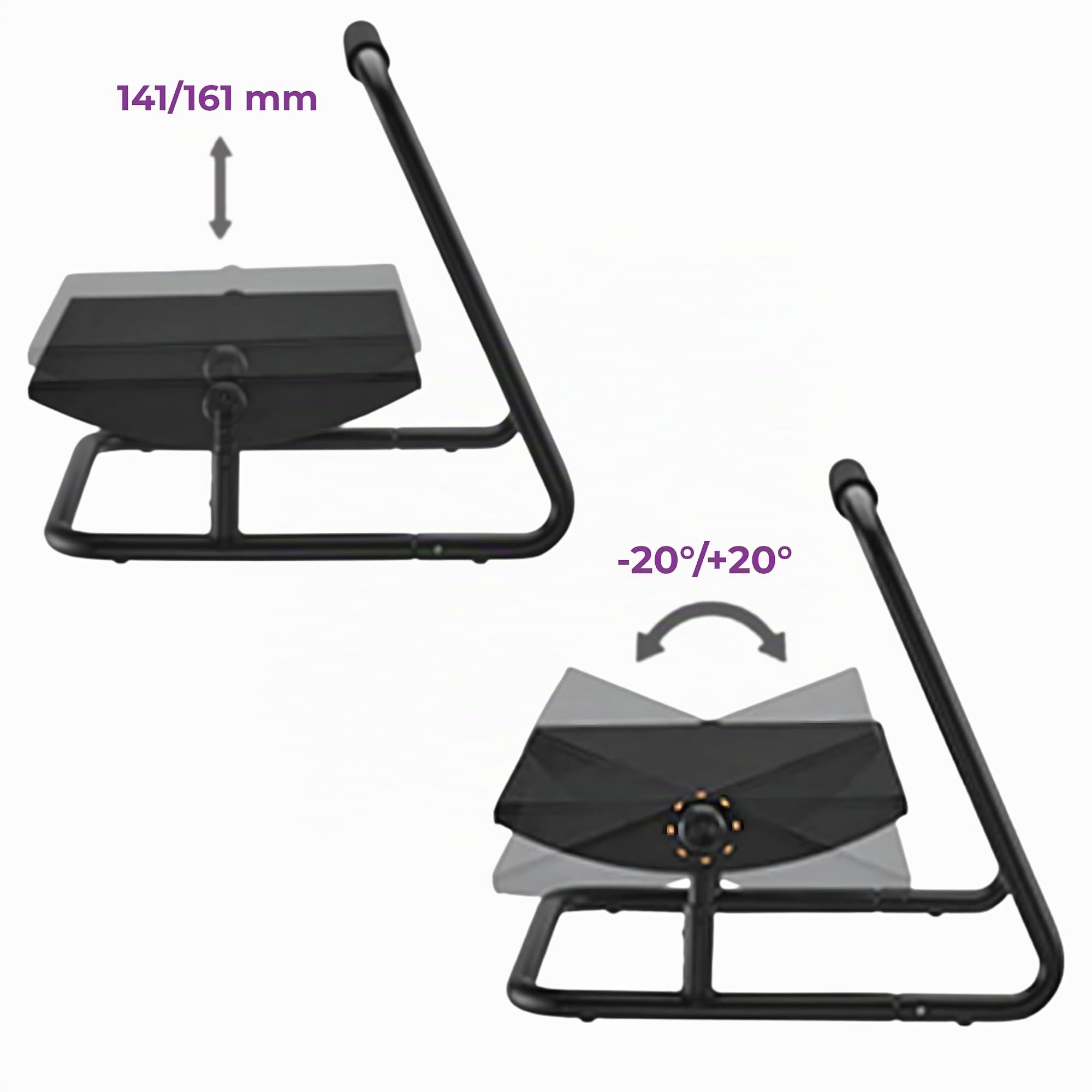 Spacetronik Fußstütze Schreibtisch, Ergonomischer Fußablage Höhenverstellbar & Neigbar 20 Grad, Stahlkonstruktion Rutschfest Ergonomisch für Büro, Home Office, Arbeitsplatz