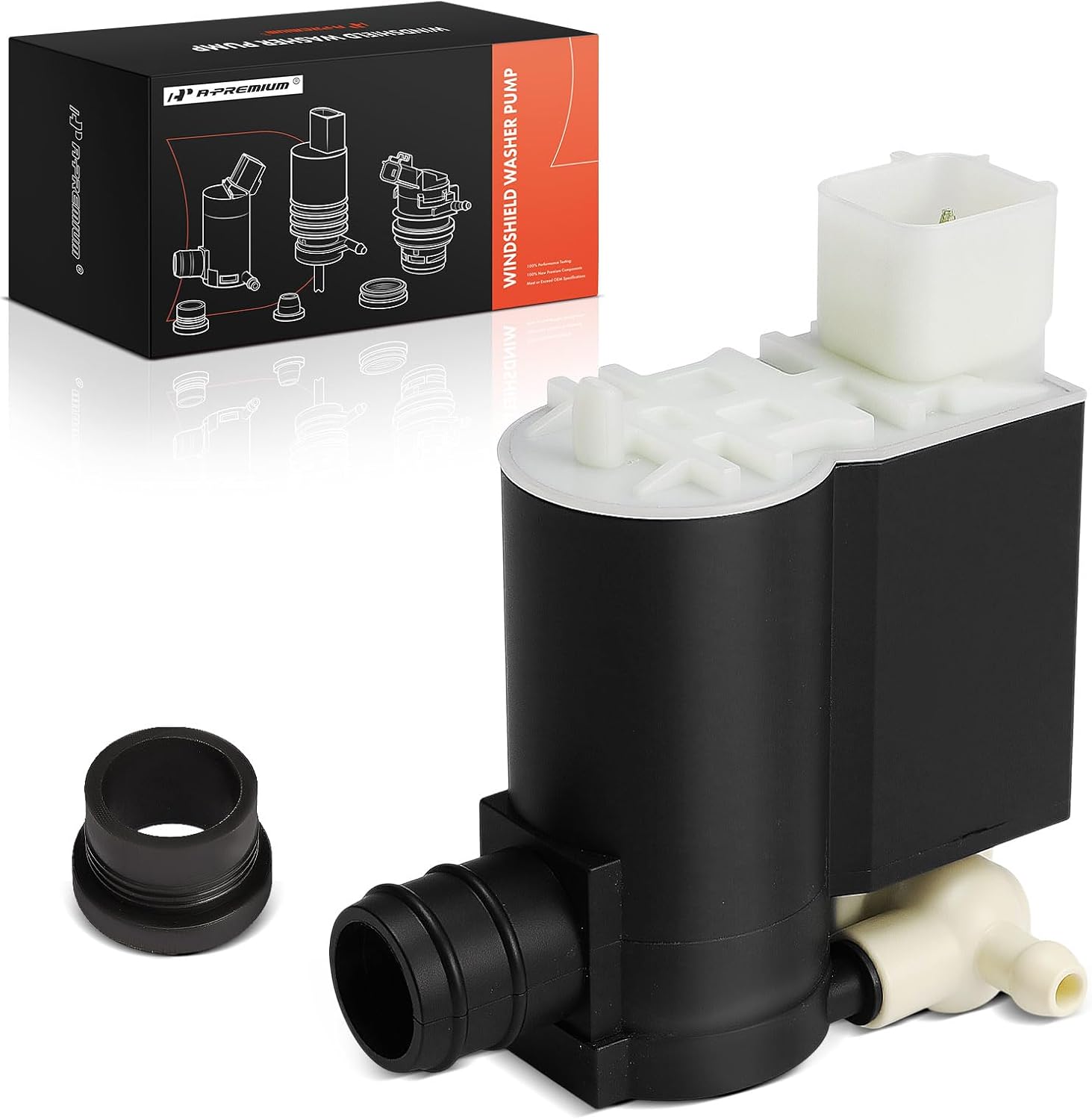 A-Premium Windshield Washer Pump Compatible with Hyundai Elantra 2009-2012, Santa Fe 2013-2017, Tucson 2005-2009, Veloster, Veracruz, Entourage, Santa Fe XL, Tiburon & Kia Sportage, Sedona