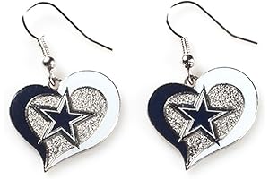 Shimmering Swirl Dallas Cowboys Heart Earrings