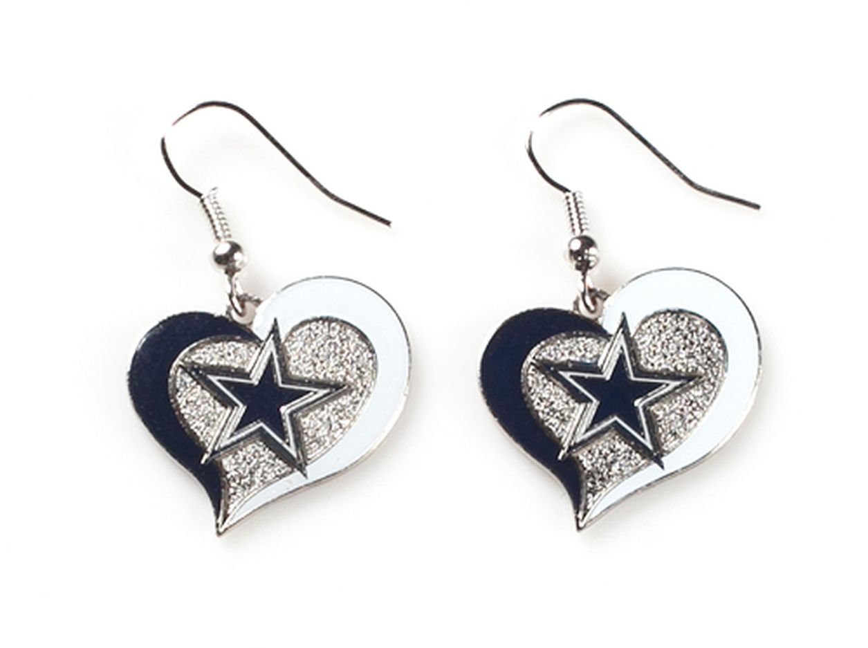 NFL Dallas Cowboys Swirl Heart Earrings