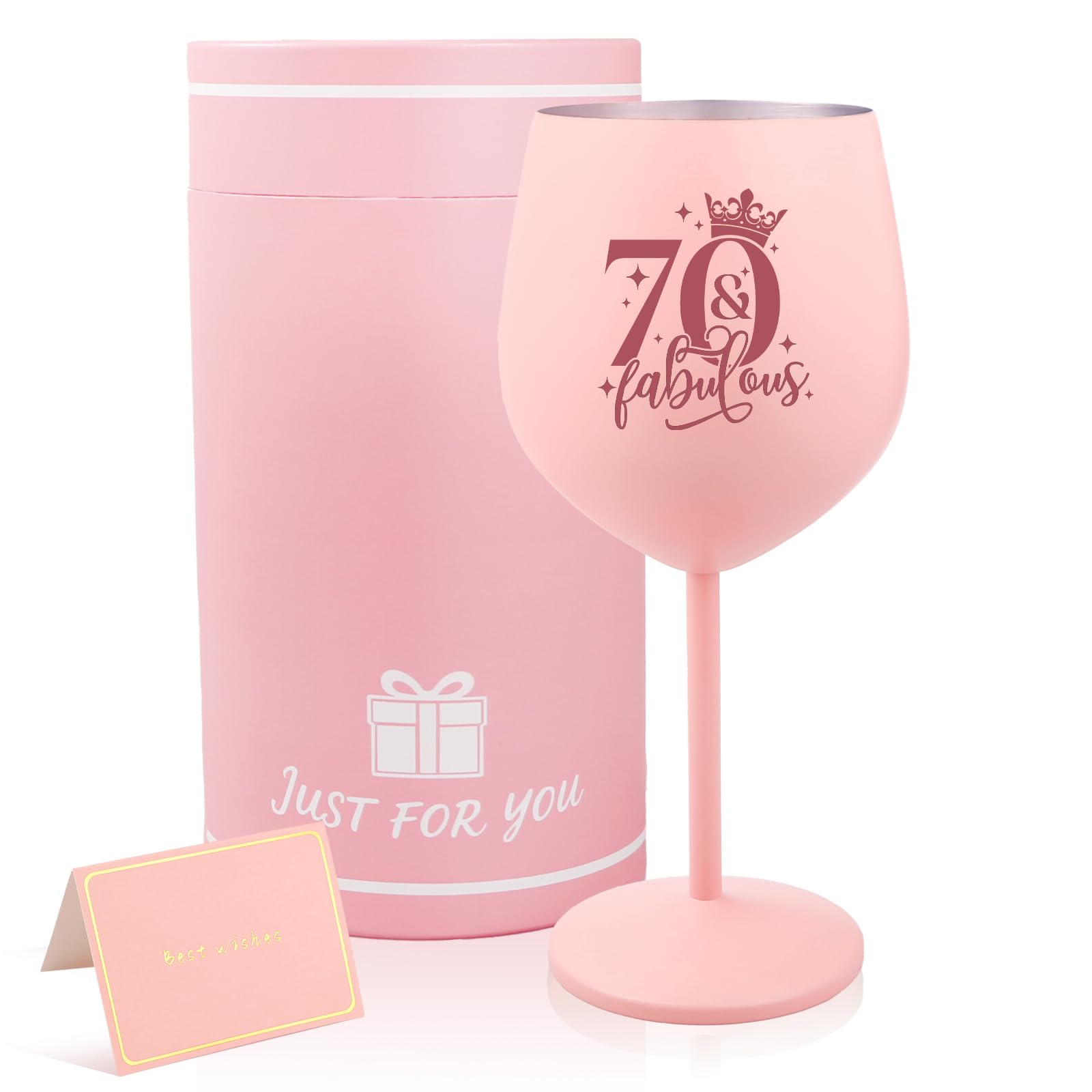 Bliceon 70th Birthday Gifts for Women, Personalised Wine Glass Gift for Unusual Women 70th Birthday Gifts, Anniversary, Party Decoration (Pink) โ image 1
