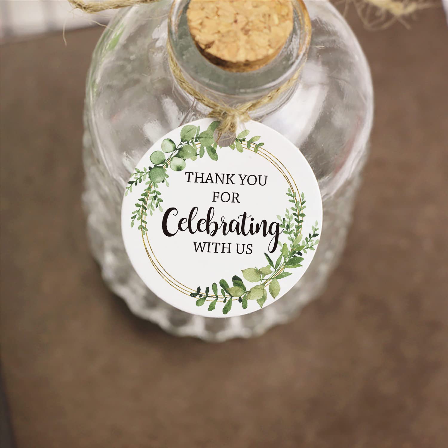 Etykiety z napisem "Thank You for Celebrating with Us", etykiety z podziękowaniami na upominki, wieczór panieński, urodziny, imprezę i baby shower, etykiety na prezent z podziękowaniami