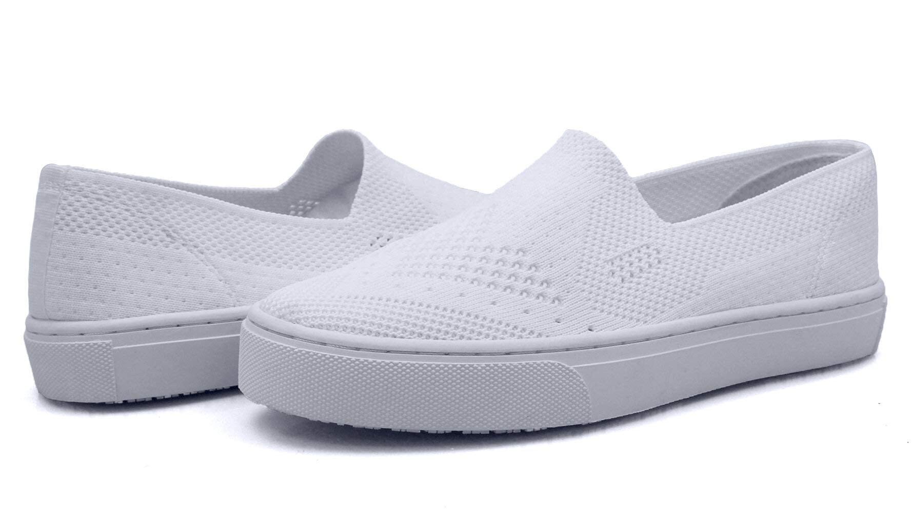 Laforst Womens Mesh Upper Nonslip Waitress Slip On Simple Flats White 6