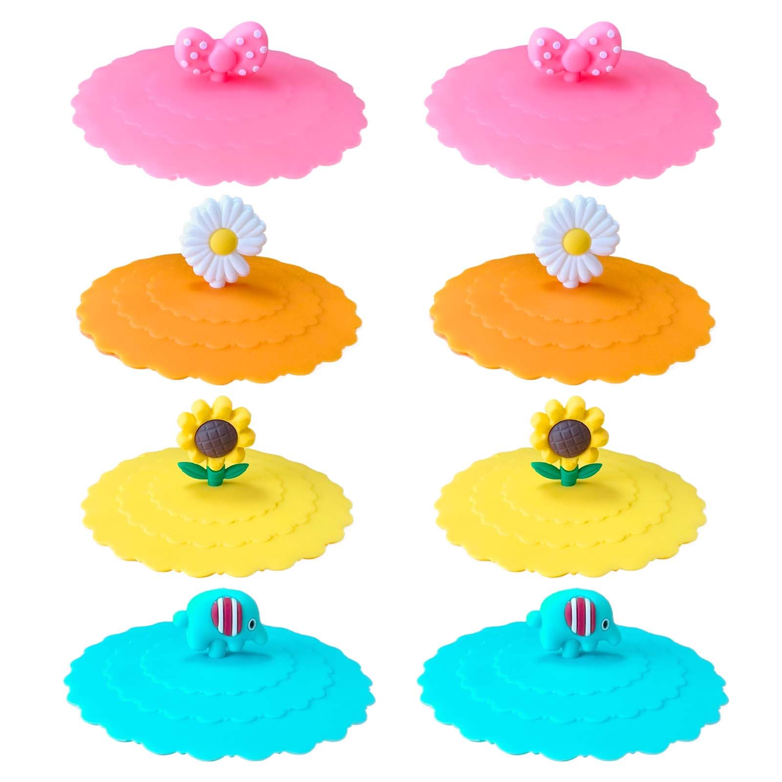 8 Pcs Silicone Cup Covers, Colorful Anti-Dust Coffee Cup Lid Covers for Mugs, Reusable & Spill-Proof Cup Covers Silicone Coffee Cup Lid for Outdoor & Indoor Use, Keeps Drinks Fresh and Safe （Style 1）
