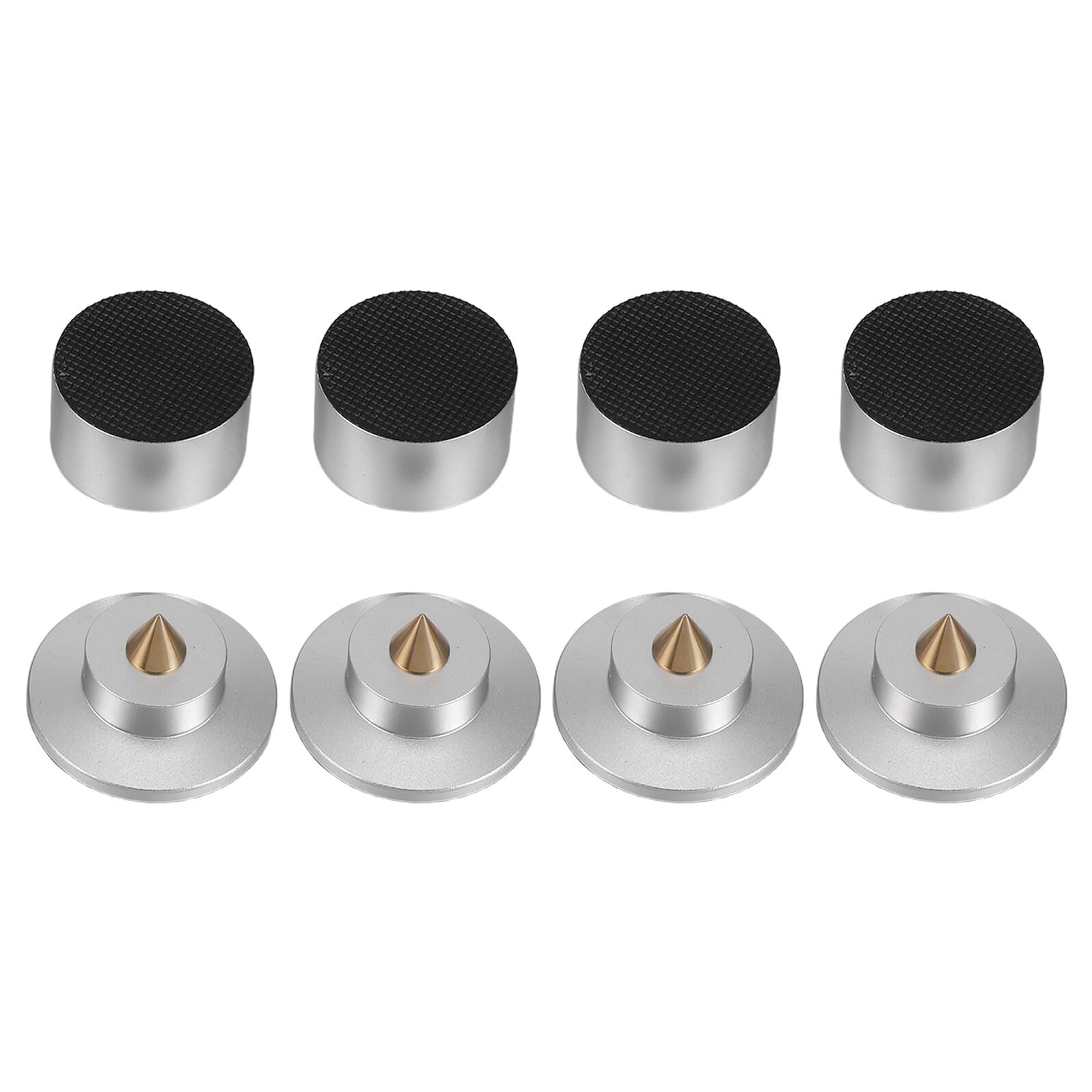 Supporti Antivibranti per Casse Acustiche in Lega di Alluminio Argento, Set 4 Pezzi Gomma per Isolamento Vibrazioni, per Ambienti Vari e Impianti Audio