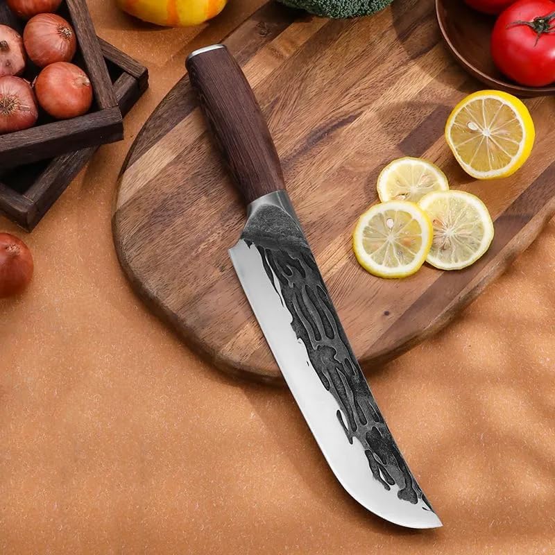 Meat Cleaver,Cleaver Knife 7.5 Inch Forged Kitchen Knives Full Tang Integrated Steel Shank Cleaver Chef Cutting Meat Fish Fruit Filleting Slicer Cooking Tool