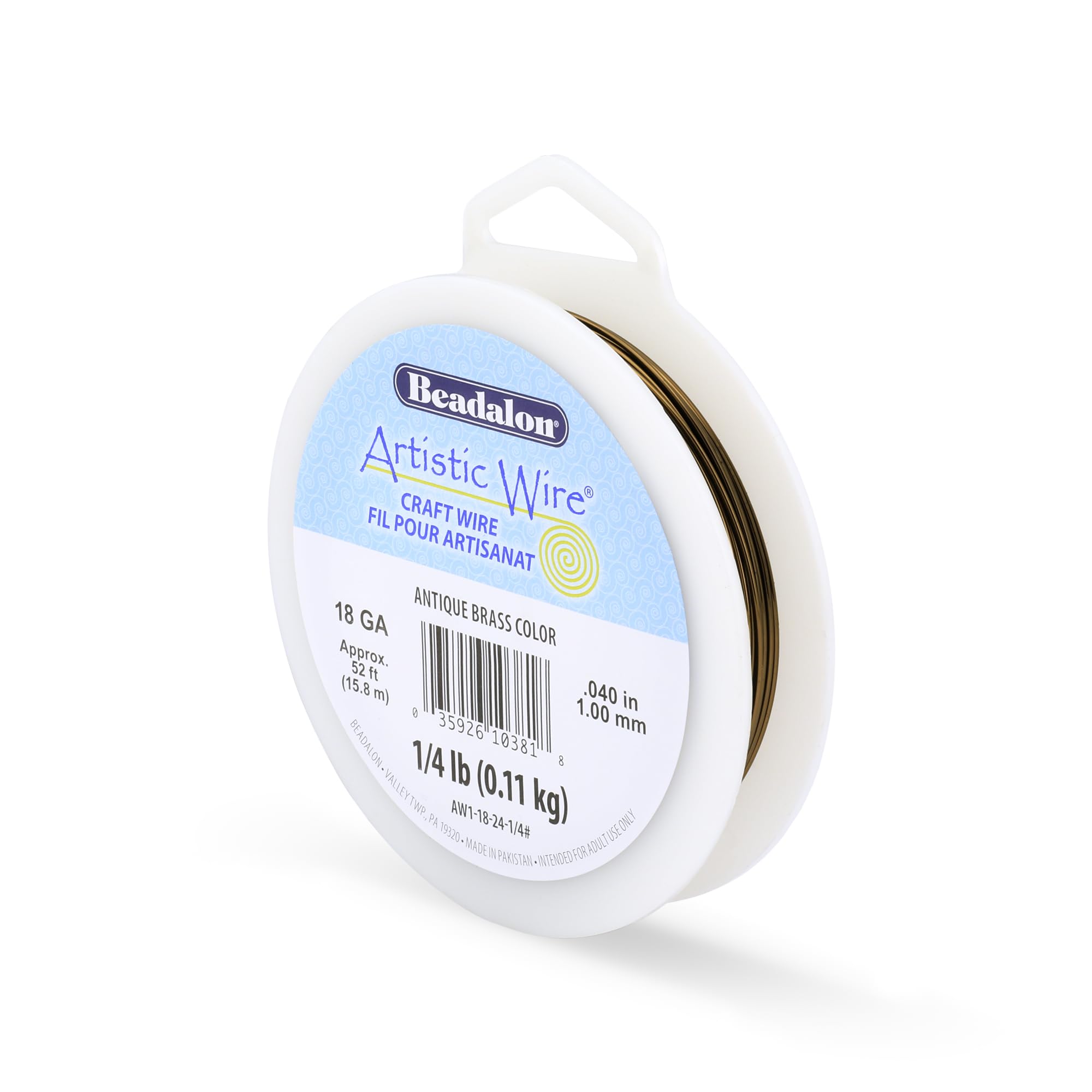 Artistic Wire de 18-Gauge, latón envejecido resistente de 1/4 libra para formas firmes