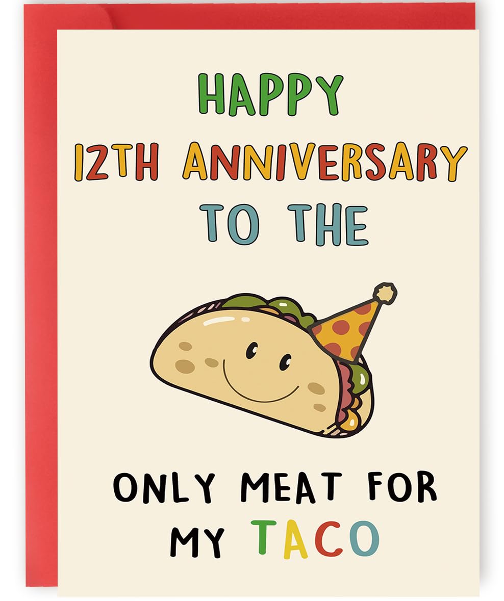 OJsensai Cute 12th Anniversary Card for Him Boyfriend, Humorous Silk Gifts for Husband from Wife, Happy 12 Years Aday Gift Ideas