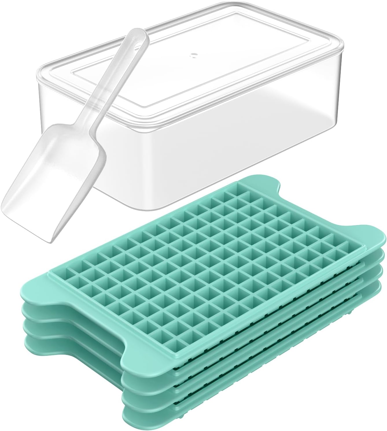 Mini Ice Cube Tray for Freezer: Small Ice Trays for Freezer with Bin - 135×4PCS Easy Release Nugget Ice Tray - Crushed Ice Tray with Ice Container