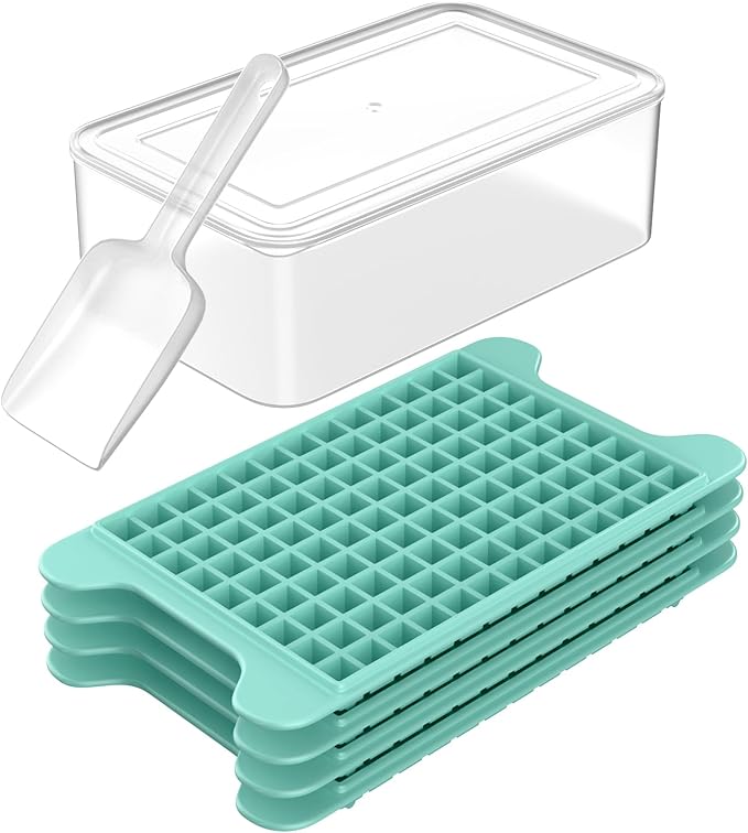 Mini Ice Cube Tray for Freezer: FDDBI Small Ice Trays for Freezer with Bin - 117×4PCS Easy Release Nugget Ice Tray - Crushed Ice Tray with Ice Container