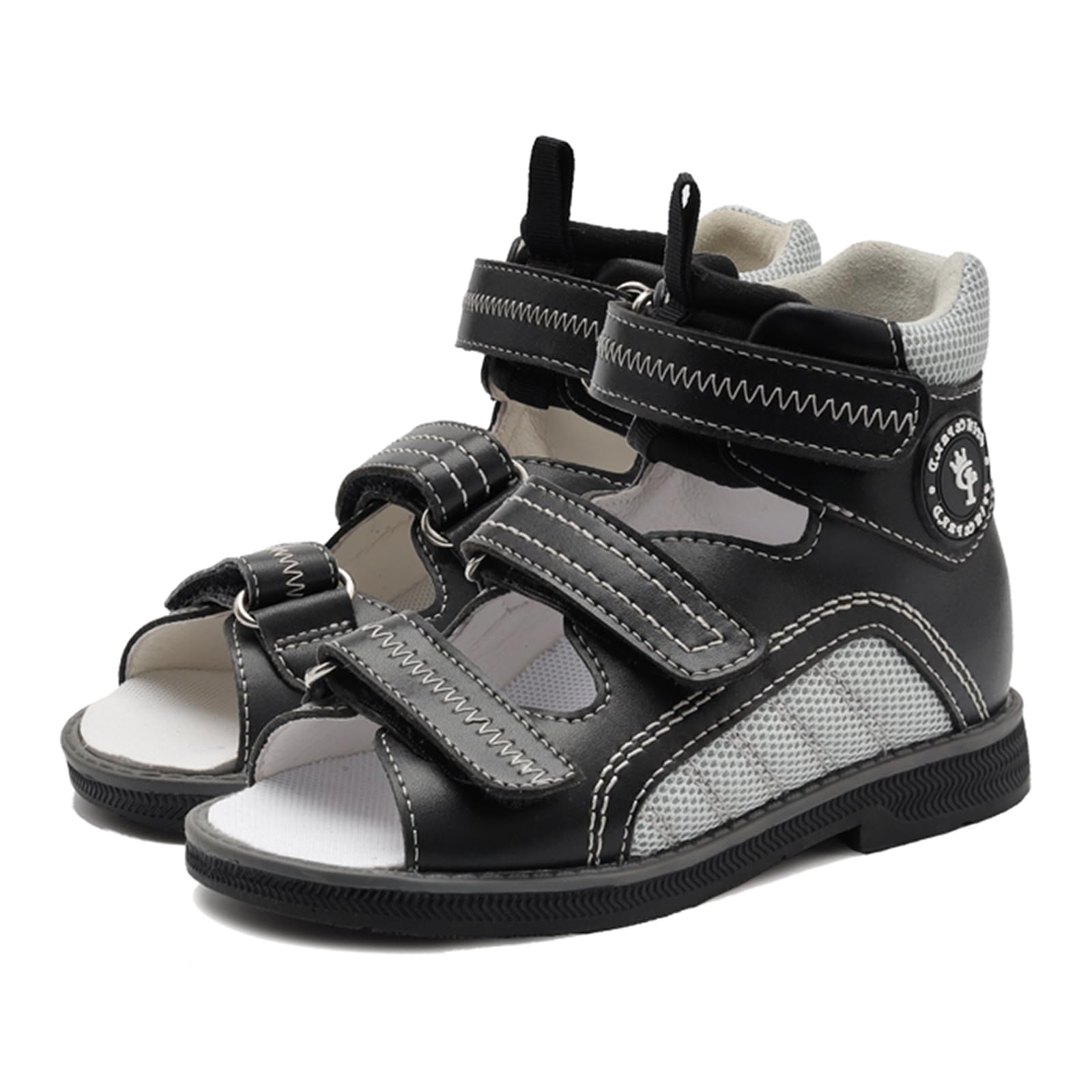 Toddlers Orthopedic Sandals with Arch and Ankle Support,Kids High Back Black Shoes