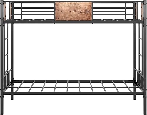 HBRR Litera de metal tamaño individual sobre individual con escalera y barandilla de longitud completa, espacio de almacenamiento, no necesita disponible en Yaxa Colombia