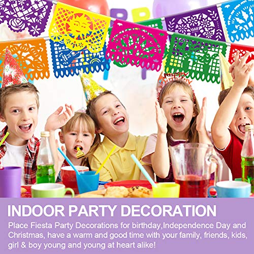 Asoulin Mexican Party Banners - 5 Pack Papel Picado Banner Cinco De Mayo Fiesta Party Decorations, Dia De Los Muertos Day Of The Dead Decor Mexica Cumpleanos Birthday Party Supplies-12 Patterns/90 Ft #TOP5