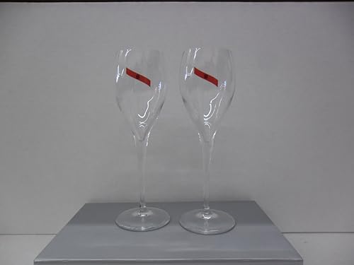 Juego de 2 copas GH Mumm Cordon Rouge Brut Champagne France Black Eagle Logo Red Ribbon Band Flutes