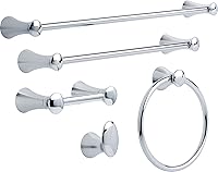 Vista 2 de Delta Faucet 73850 Lahara - Soporte de papel higiénico con brazo pivote para montaje en pared, cromado pulido, accesorios de baño (paquete de 2)