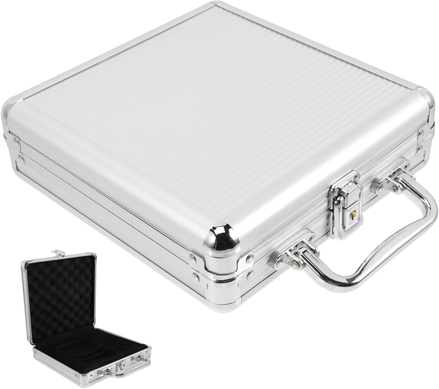 ERINGOGO Large Capacity Poker Chip Carrier Case with Handle Alloy Storage Box for Poker Chips and Cards Easy to Carry Scratch Resistant Design for Game